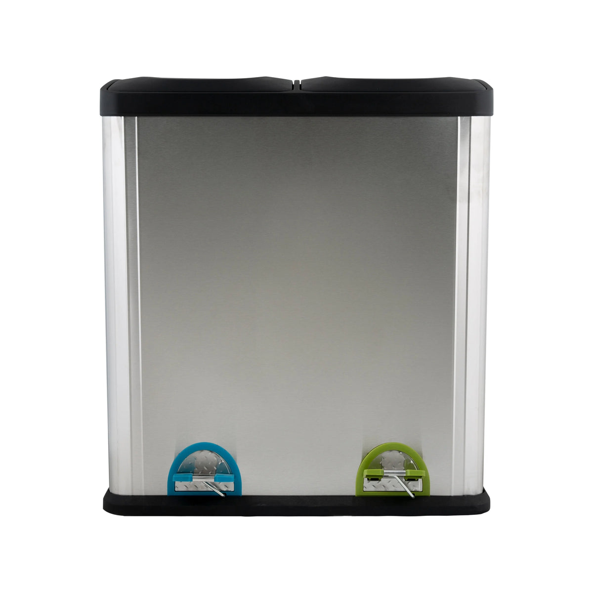 60L 2 Compartment Stainless Steel Recycling Bin, Dual Section Trash Sorter Container for Kitchen, Home & Office