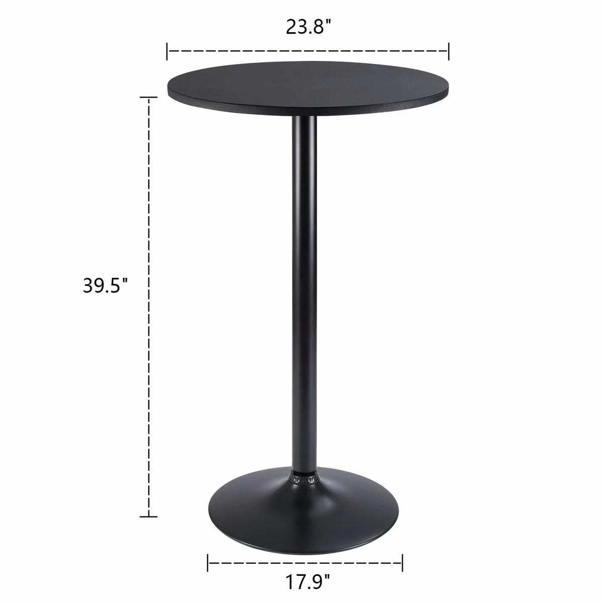 Round Bistro Pub Table, Bar Height Cocktail Table with Metal Base and MDF Top, 23.8 Inch
