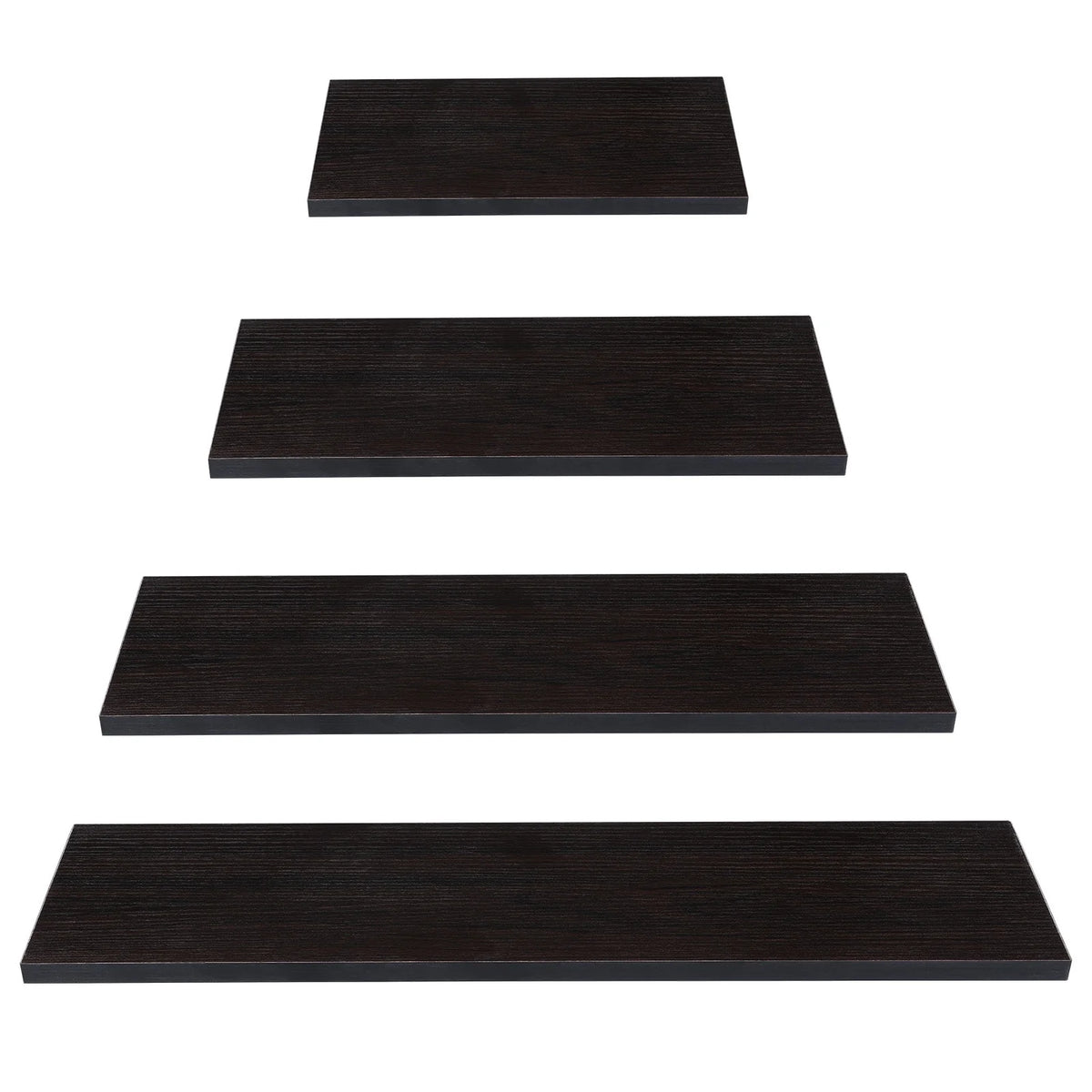 4-Piece Wood Floating Wall Shelves, White and Black Storage Shelf Set for Home Decor