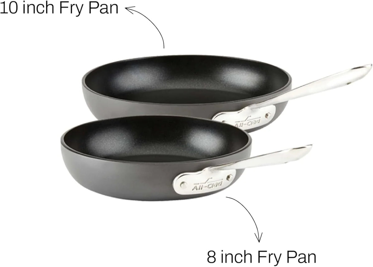 2 Piece Hard Anodized Nonstick Fry Pan Set, Durable Aluminum Skillet Cookware Set for Kitchen Cooking
