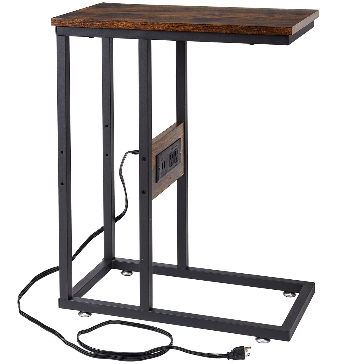Set of 2 C-Shaped Sofa Side Tables, Small End Tables for Living Room, Bedside and TV Tray