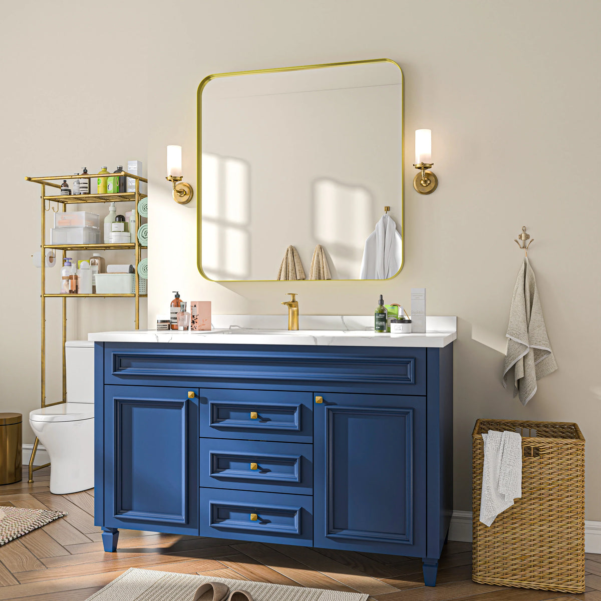 Aluminum Alloy Rounded Corner Vanity Mirror, Modern Wall Mounted Mirror for Bathroom, Bedroom and Home Decor
