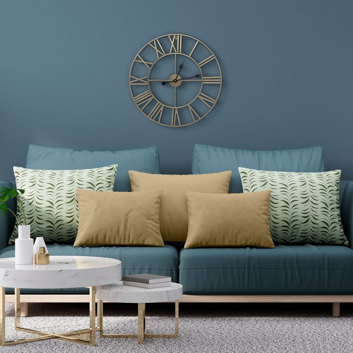 24 Inch Large Round Gold Metal Wall Clock, Decorative Analog Clock for Home
