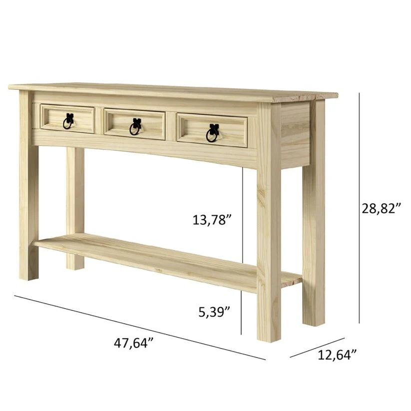 Wood Console Table with 3 Drawers, Entryway Hallway Storage and Display Table for Home