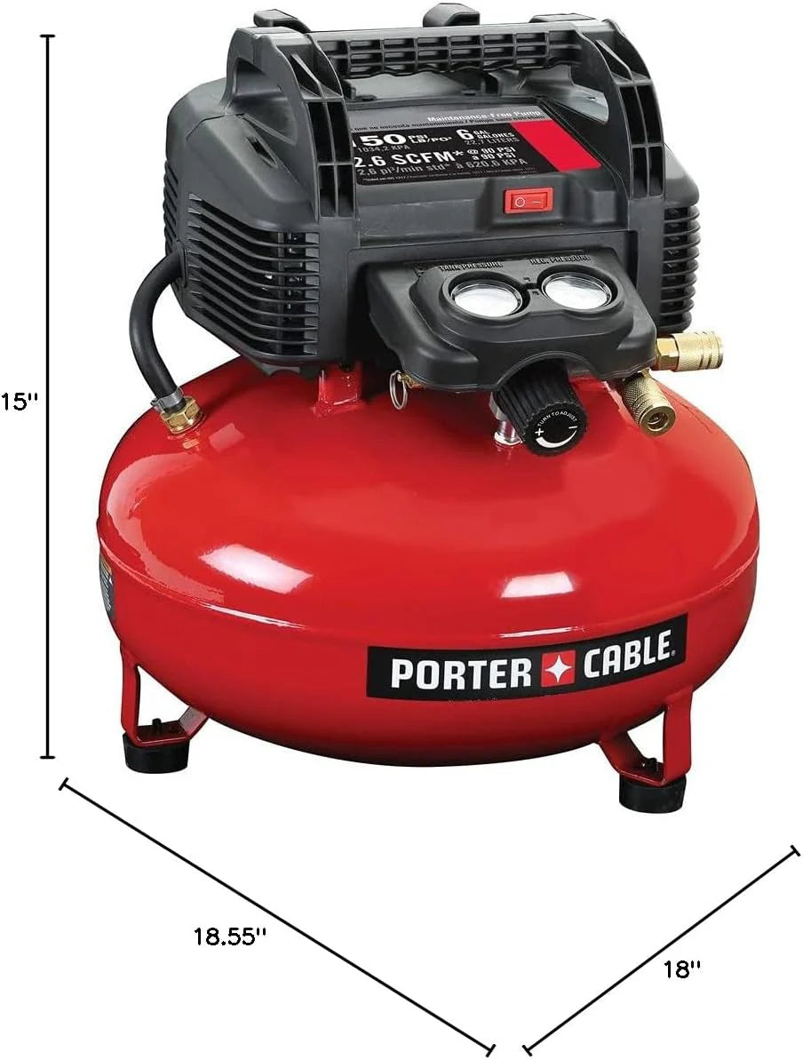 6 Gallon Pancake Air Compressor, Oil-Free Portable Electric Compressor for Garage, Workshop and DIY Projects