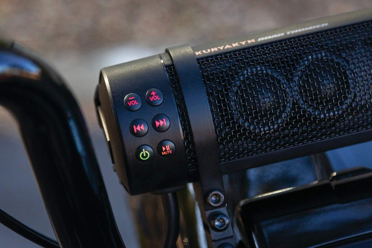 300W Waterproof Bluetooth Motorcycle Sound Bar �� Handlebar Mount, Satin Black
