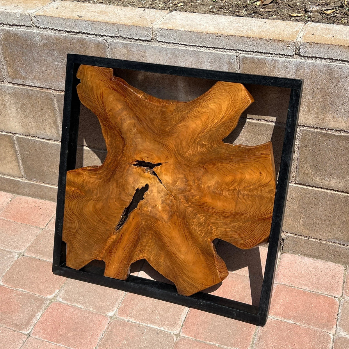 Abstract Live Edge Teak Wood Wall Sculpture, Natural Wooden Wall Art Decor for Living Room and Home Decoration