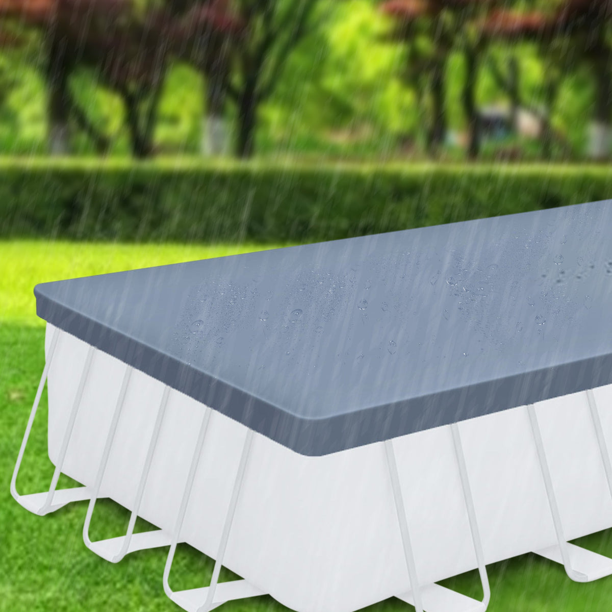 24" Durable Rectangular Pool Cover �� Gray, for Oasis & Activity Pools