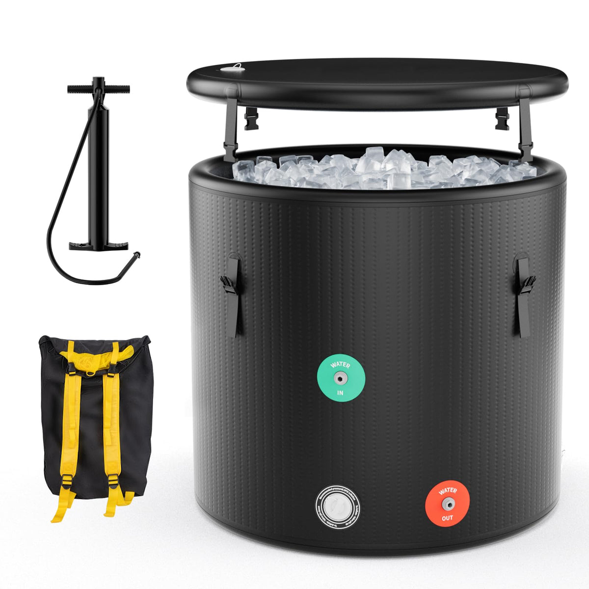 79Gal Cold Plunge Tub �� Inflatable Ice Bath with Multi-Layered Construction, Lid & Pump