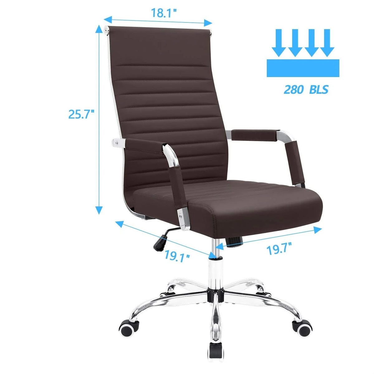 Ergonomic Ribbed Office Chair, Modern Computer Desk Chair with Comfortable Upholstered Seat for Home and Office