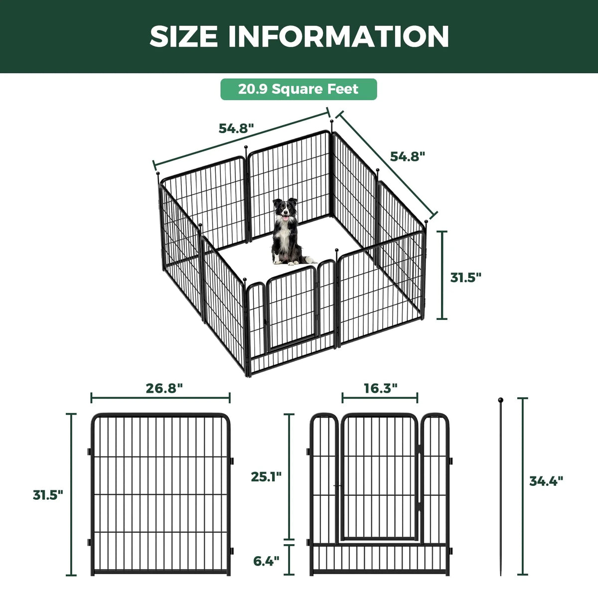 32" Dog Playpen for Small Dogs, Portable Indoor Outdoor Pet Exercise Pen for Puppies and Small Pets