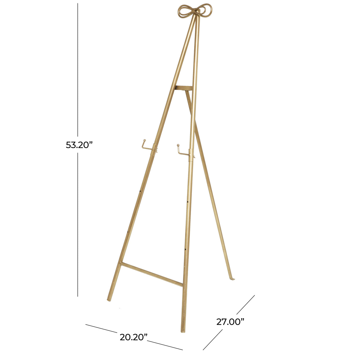 Tall Adjustable 3-Tier Metal Display Stand, Gold Floor Easel with Bow Top