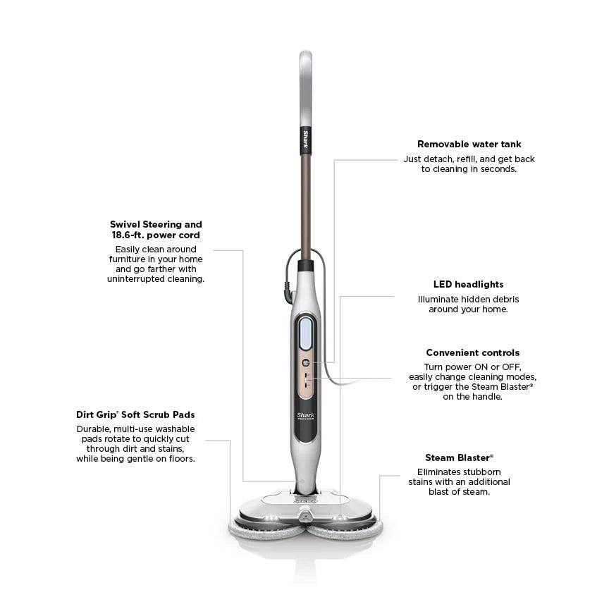 All-in-One Hard Floor Steam Mop, Multi-Surface Steam Cleaner with Powerful Steam Blaster for Tile, Wood & Home Cleaning