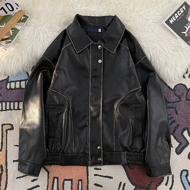 Men's Distressed Faux Leather Moto Jacket