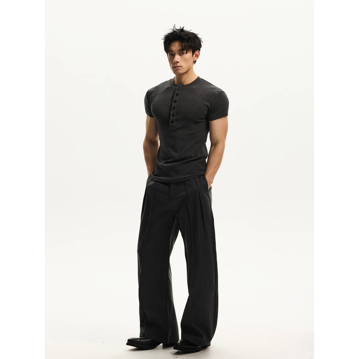 Men's Henley Collar Short Sleeve T-Shirt