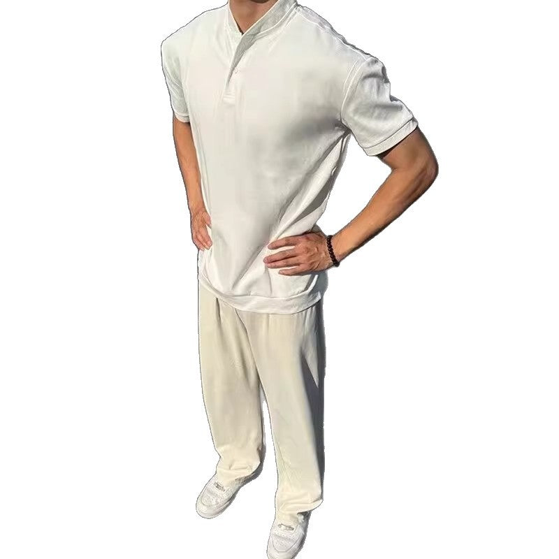 Men's Henley Collar Short Sleeve Slim Fit T-Shirt