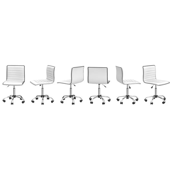 Adjustable Mid-Back Armless Swivel Office Chair, Ribbed Task and Vanity Chair for Small Spaces