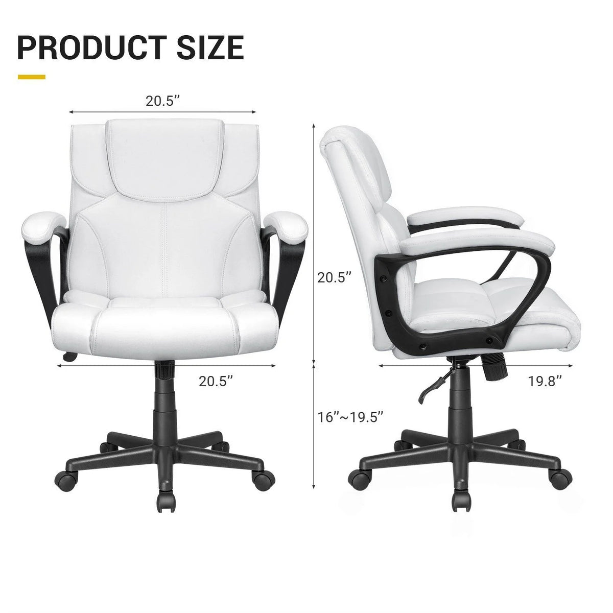 Mid Back Office Chair, Ergonomic Swivel Computer Task Chair for Home Office, Work and Study