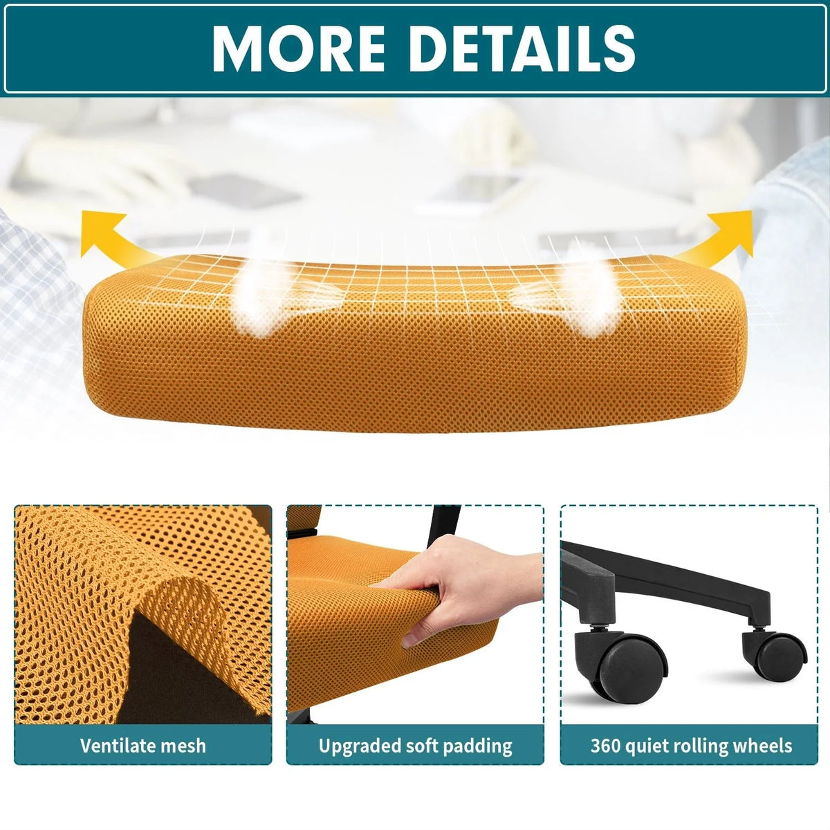 Ergonomic Mesh Office Chair with Lumbar Support, Breathable Computer Desk Chair