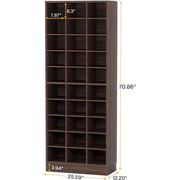 10-Tier Tall Shoe Cabinet, 30-Pair White Wood Shoe Storage Rack for Entryway and Closet
