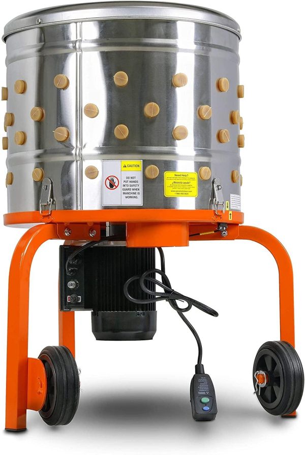 Electric Chicken Plucker �� 1HP 280RPM Stainless Steel with 92 Fingers & Drum