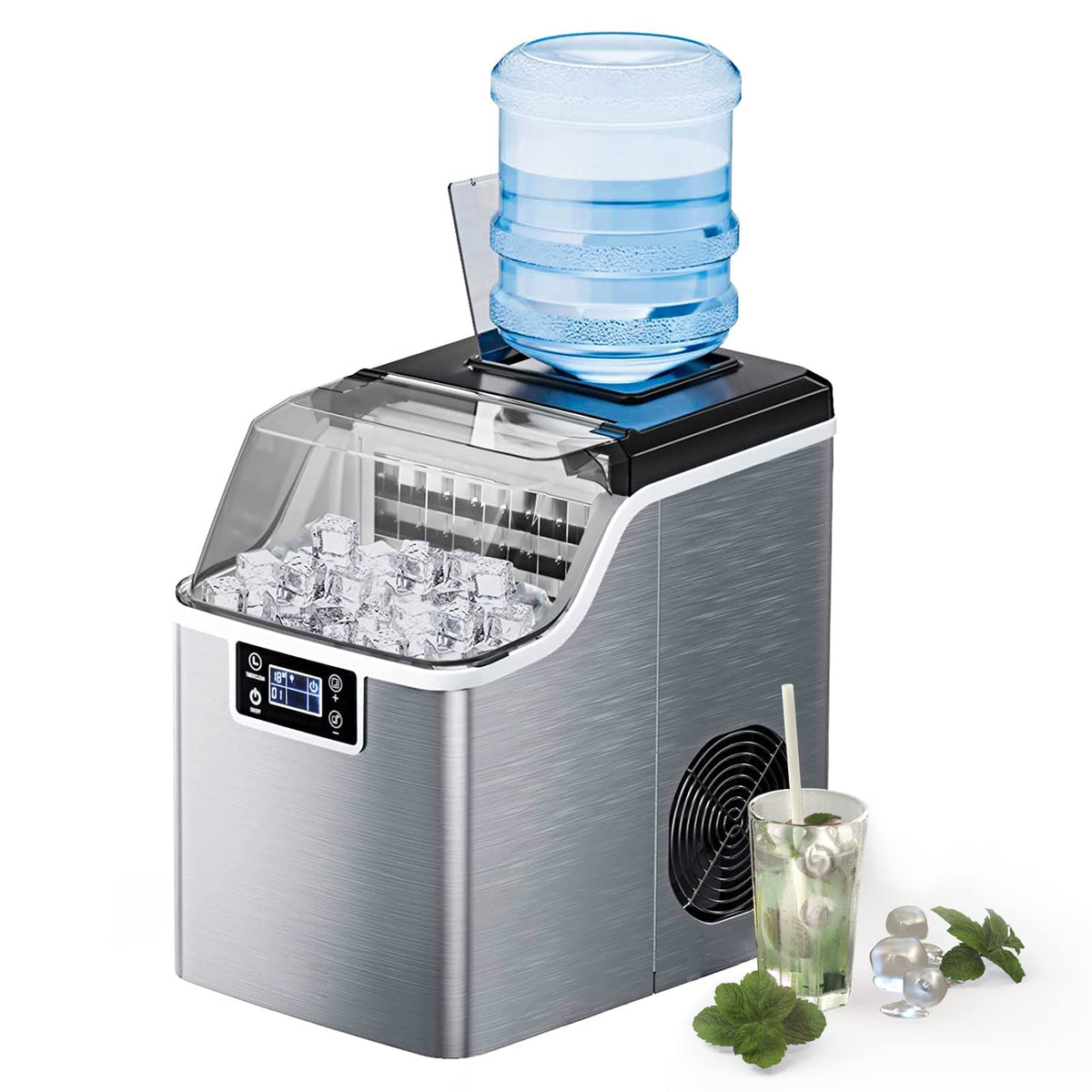 Countertop Ice Maker �� 45Lbs/24H, 24 Pcs in 13 Mins, 2 Water Fill Options
