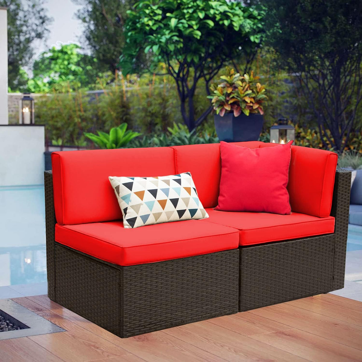 5-Piece All-Weather Patio Furniture Set with Cushions, Outdoor Wicker Conversation Sofa Set for Garden, Deck & Backyard