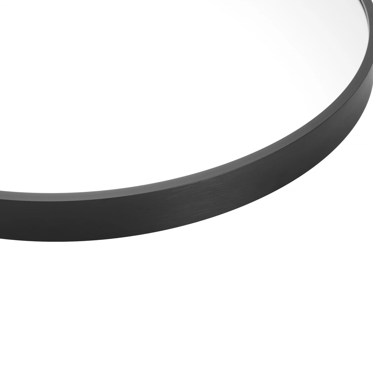 Modern Round Aluminum Wall Mirror, Decorative Circular Metal Frame Mirror for Living Room, Bedroom and Entryway