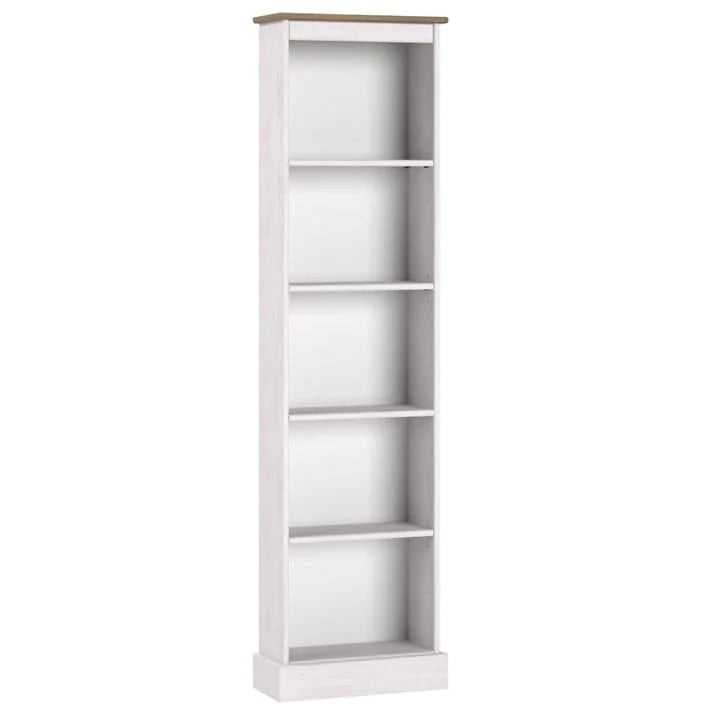 Tall Narrow Wood Bookcase, Slim Freestanding Bookshelf for Small Spaces, Home Office and Living Room