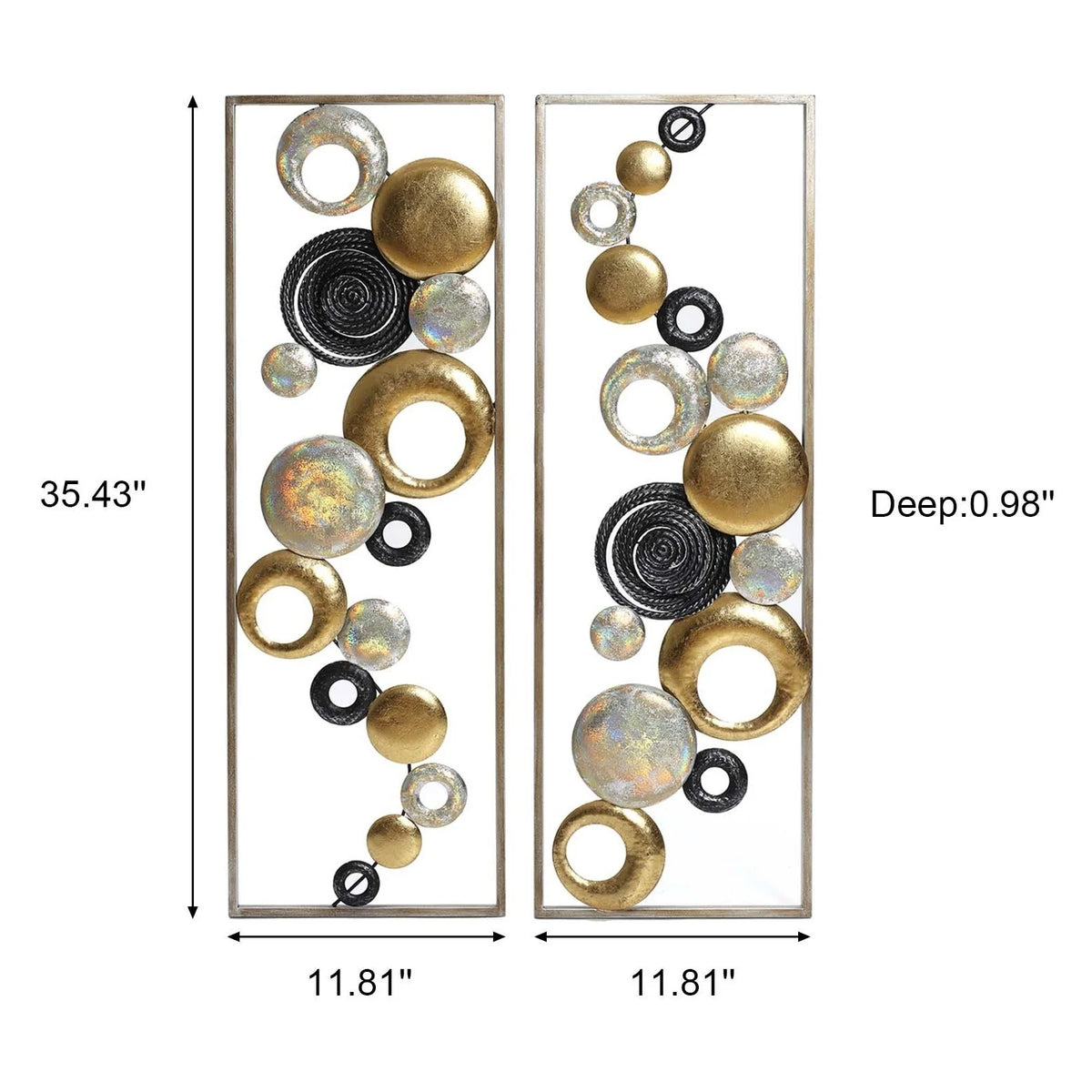 Set of 2 Modern Multi-Color Abstract Metal Wall Decor Panels, Decorative Wall Art for Living Room and Bedroom