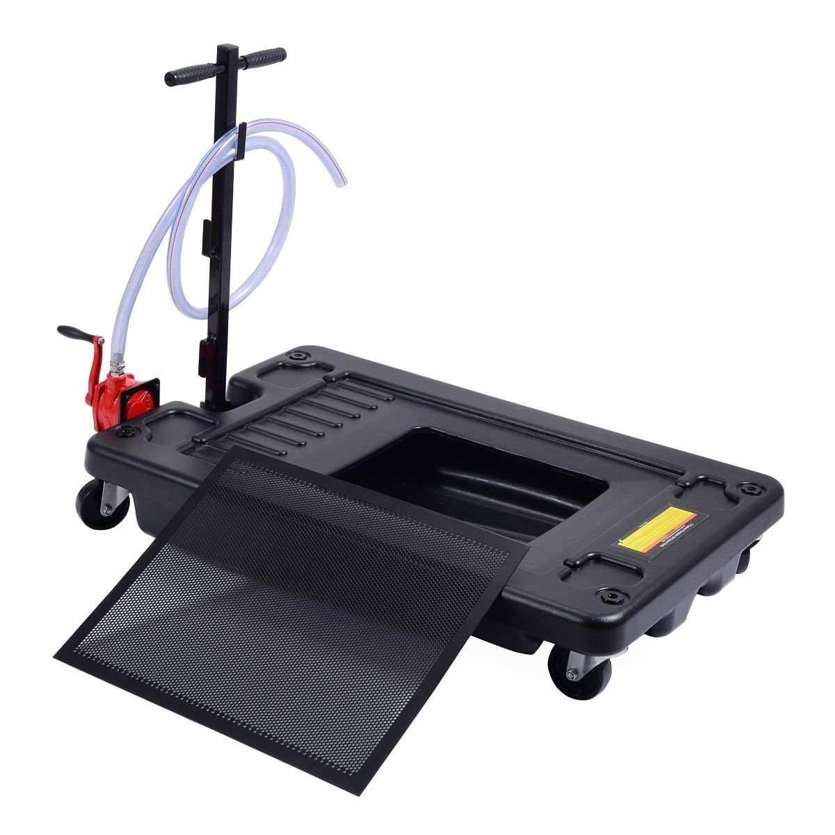 17 Gallon Portable Oil Drain Pan �� Low Profile with Pump & 8ft Hose