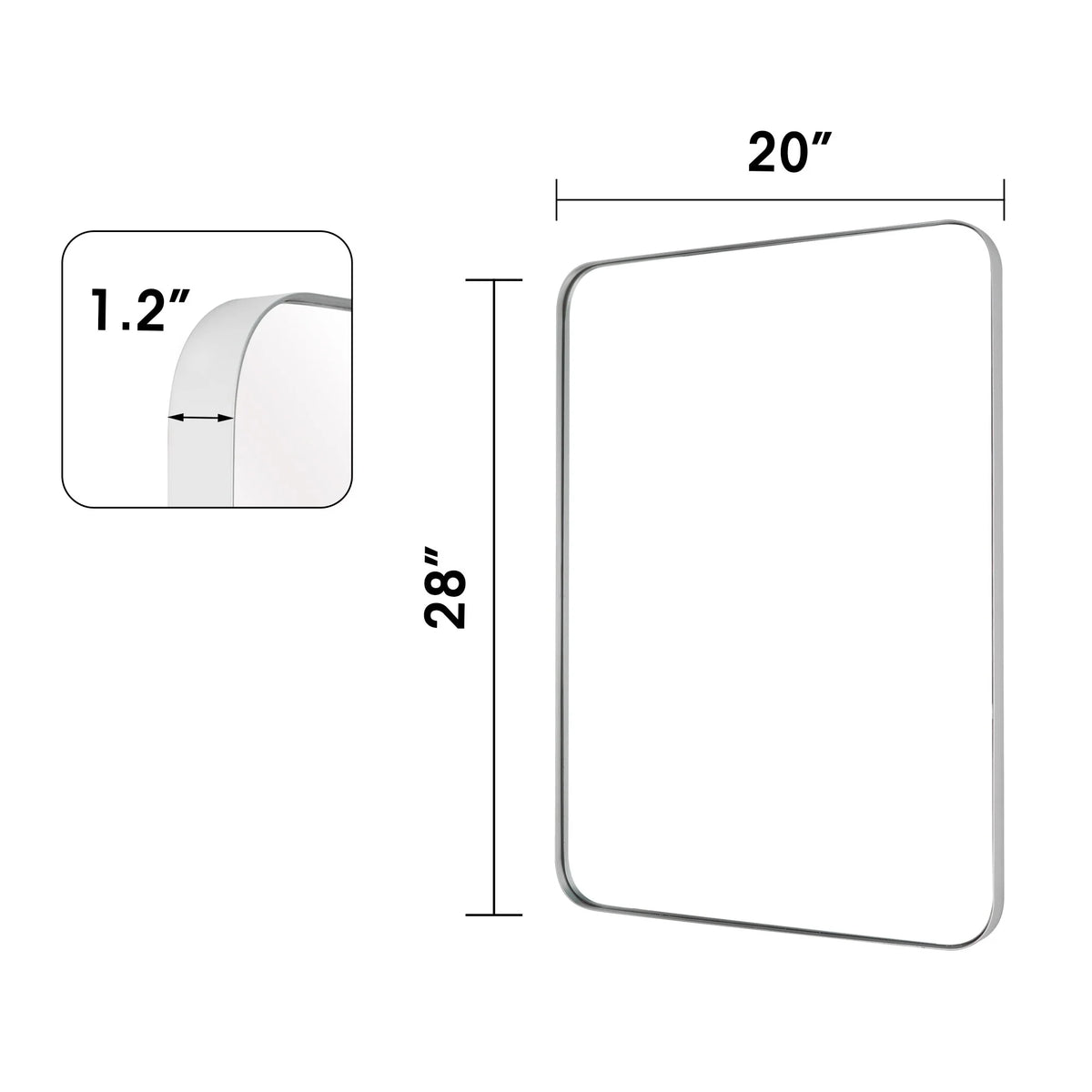 Wall Mirror Vanity Mirror, Bathroom Mirror with Rounded Corners, 1 Piece