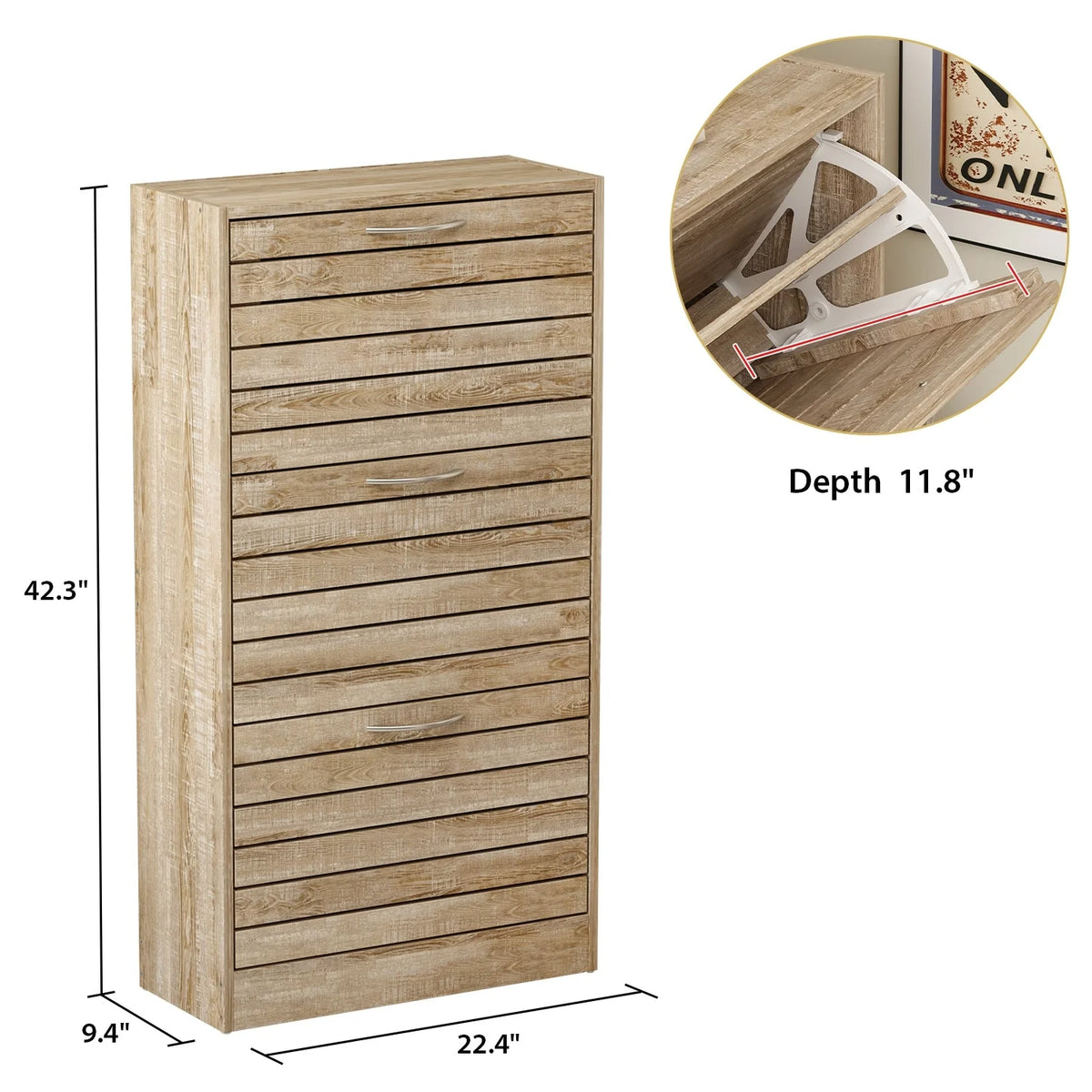 Modern Shoe Storage Cabinet for Entryway and Hallway, Space-Saving Shoe Organizer