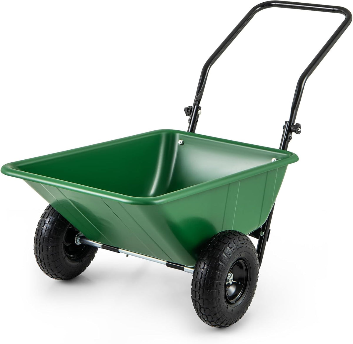 Dual-Wheel Wheelbarrow �� Heavy-Duty Garden Cart with Pneumatic Tires, 330LBS Capacity