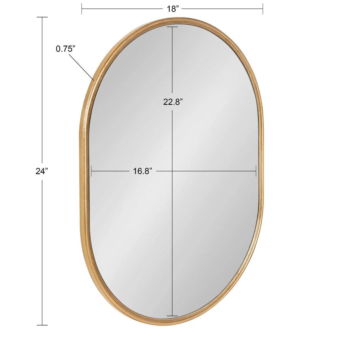 Modern Capsule Framed Wall Mirror, Decorative Oval Accent Mirror for Living Room, Bedroom and Entryway