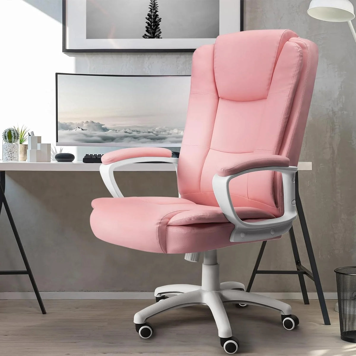 Big and Tall Executive Office Chair, High Back Ergonomic Leather Chair, 400 lb Capacity