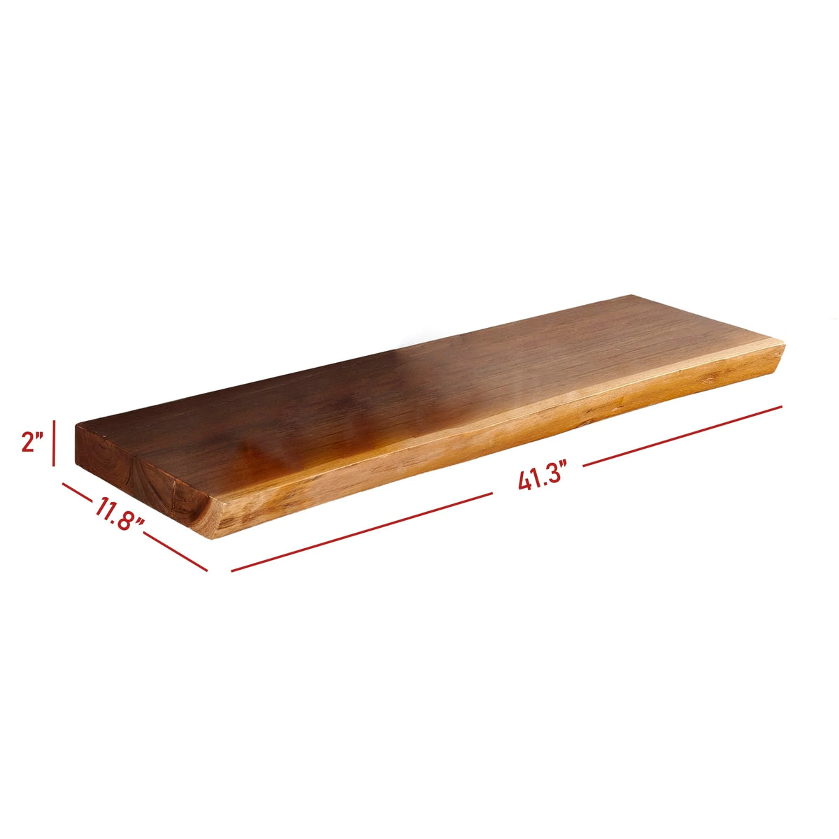 1 Piece Teak Wood Wall Shelf with Live Edge, Rustic Floating Shelf for Home Decor