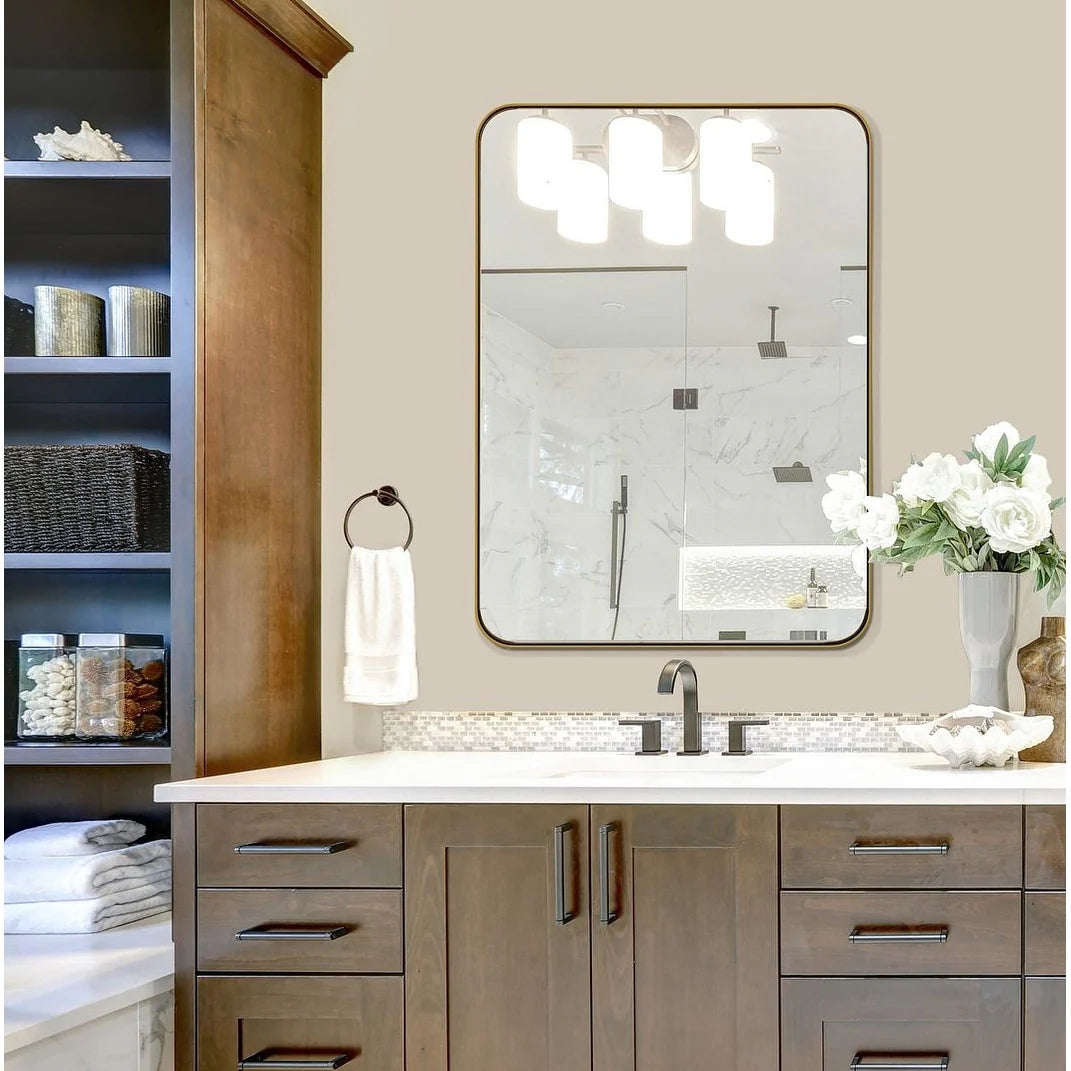 Metal Venetian Wall Mounted Mirror, Decorative Vintage Style Hanging Mirror for Living Room, Bedroom and Entryway