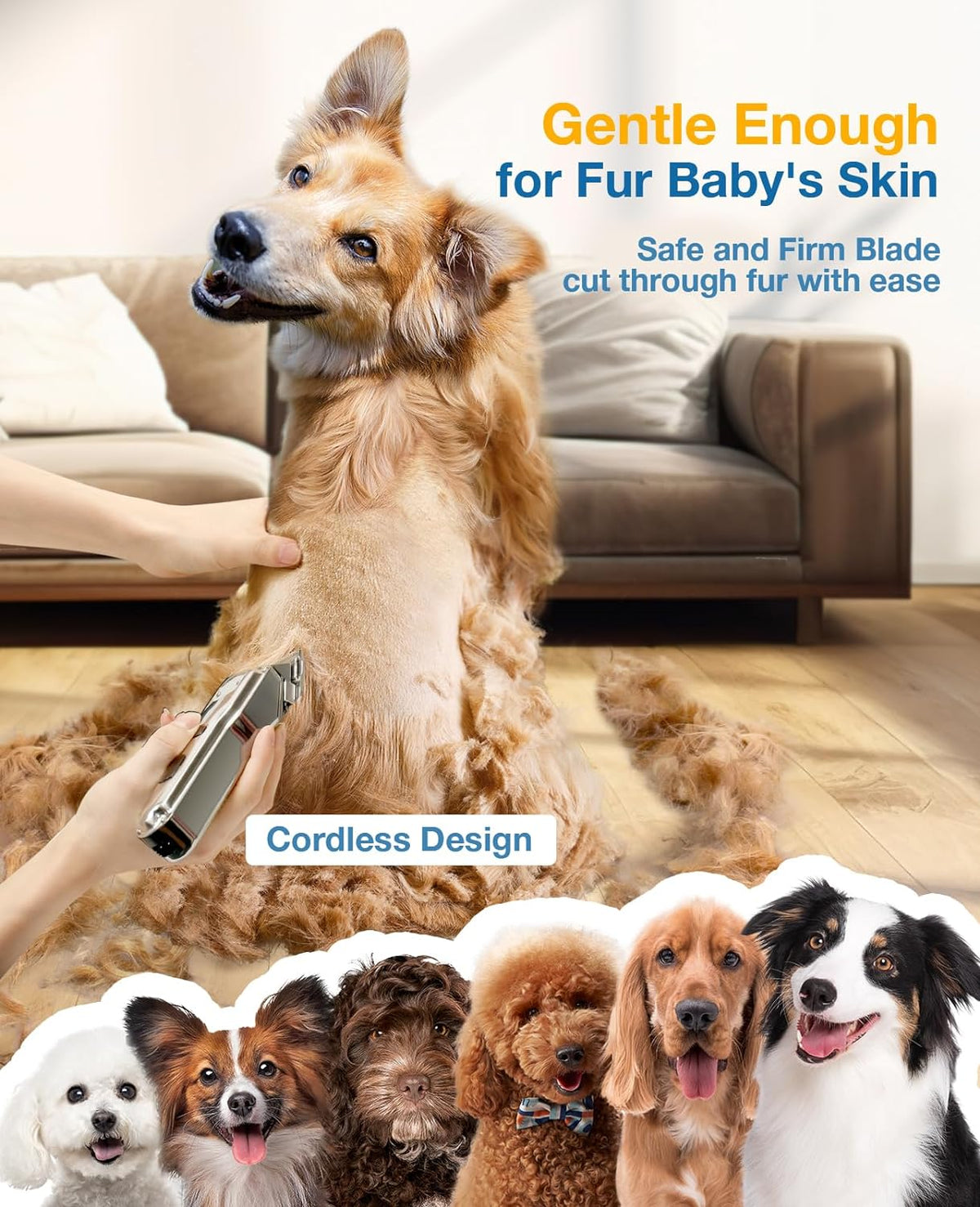Dog Clippers for Thick Heavy Coats, Professional Electric Pet Grooming Trimmer for Long Hair Dogs