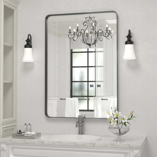 Wall Mirror Vanity Mirror, Bathroom Mirror with Rounded Corners, 1 Piece