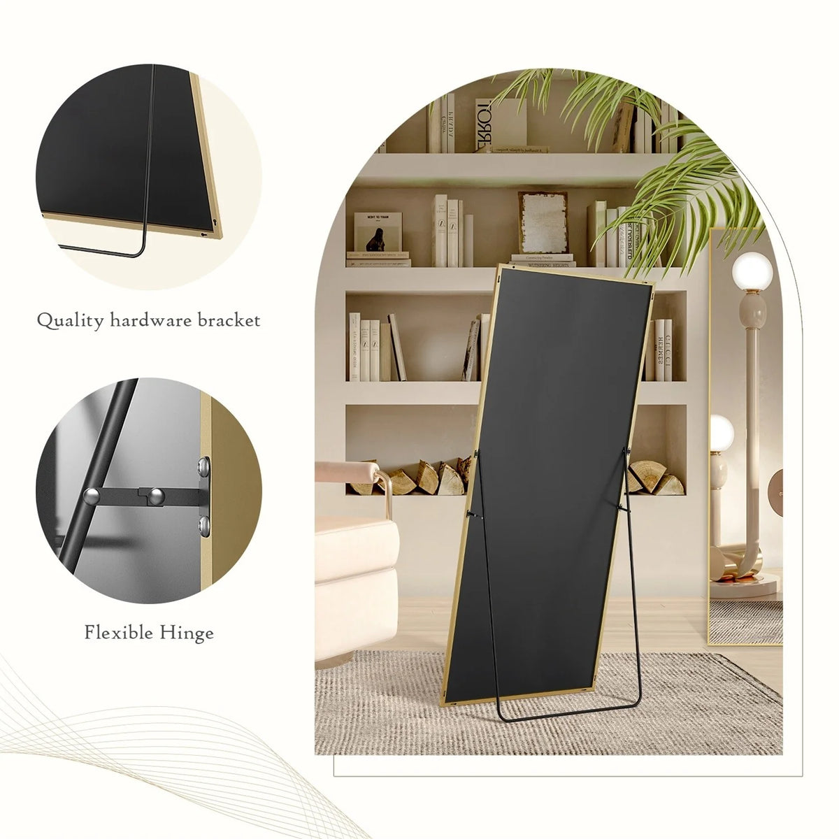 Full Length Mirror with Stand, Aluminum Alloy Frame Full Body Floor Mirror for Bedroom and Cloakroom