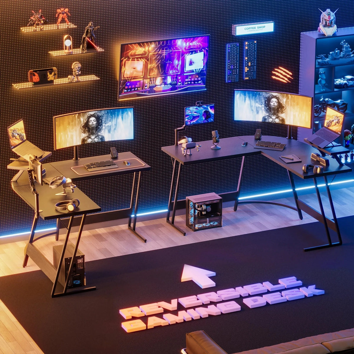 L-Shaped Gaming Desk, Computer Corner Desk and Office Writing Desk for Home