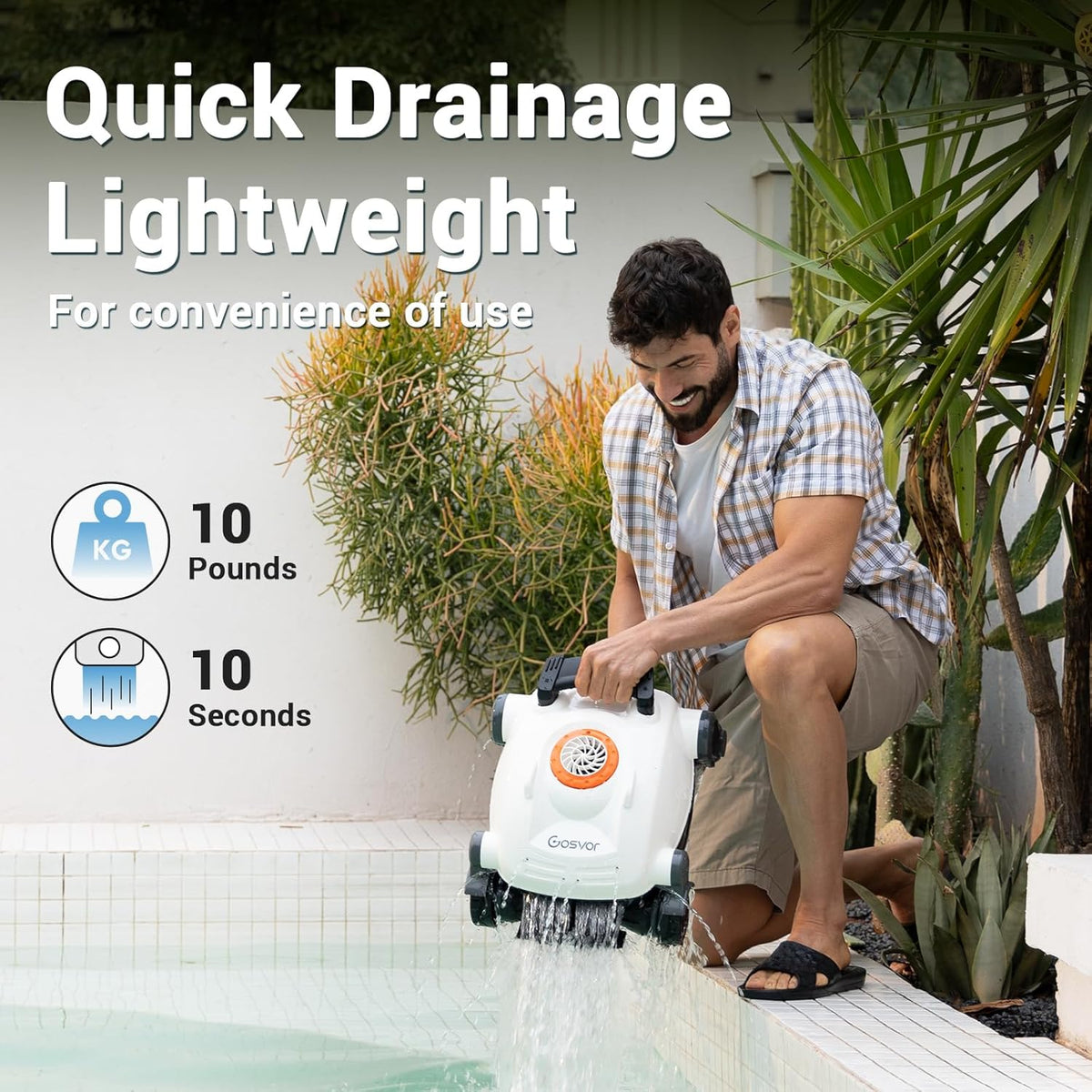 Cordless Robotic Pool Cleaner, Automatic Wall Climbing Pool Vacuum for Swimming Pool Cleaning