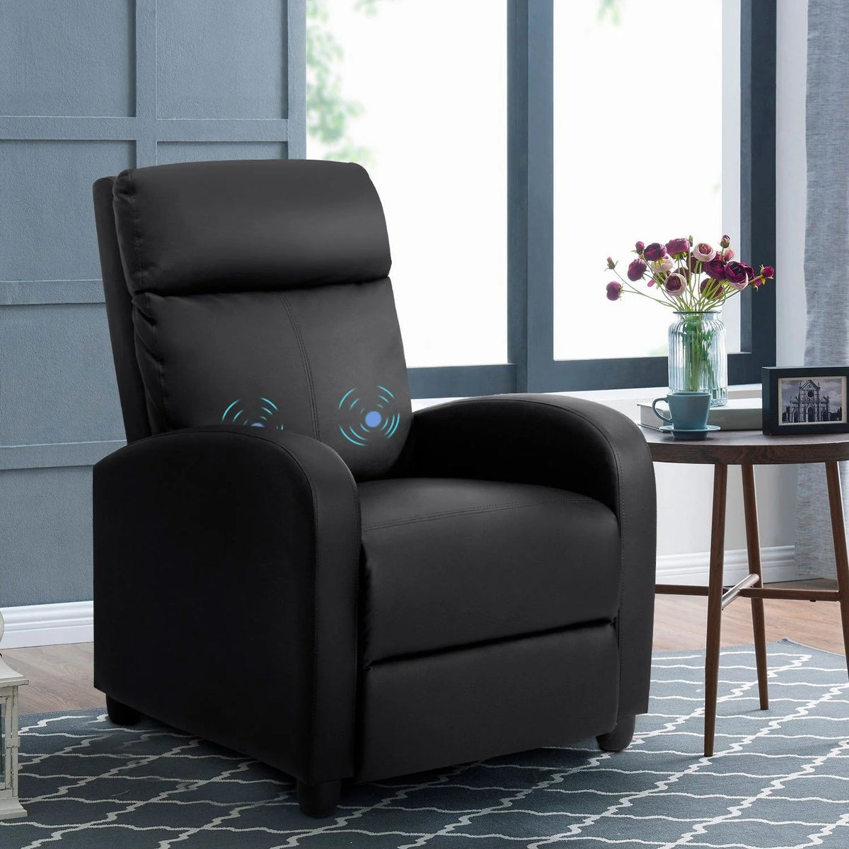 Massage Recliner Chair, PU Faux Leather Home Theater Recliner with Padded Seat