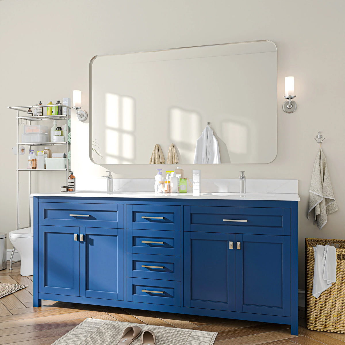 Aluminum Alloy Rounded Corner Vanity Mirror, Modern Wall Mounted Mirror for Bathroom, Bedroom and Home Decor