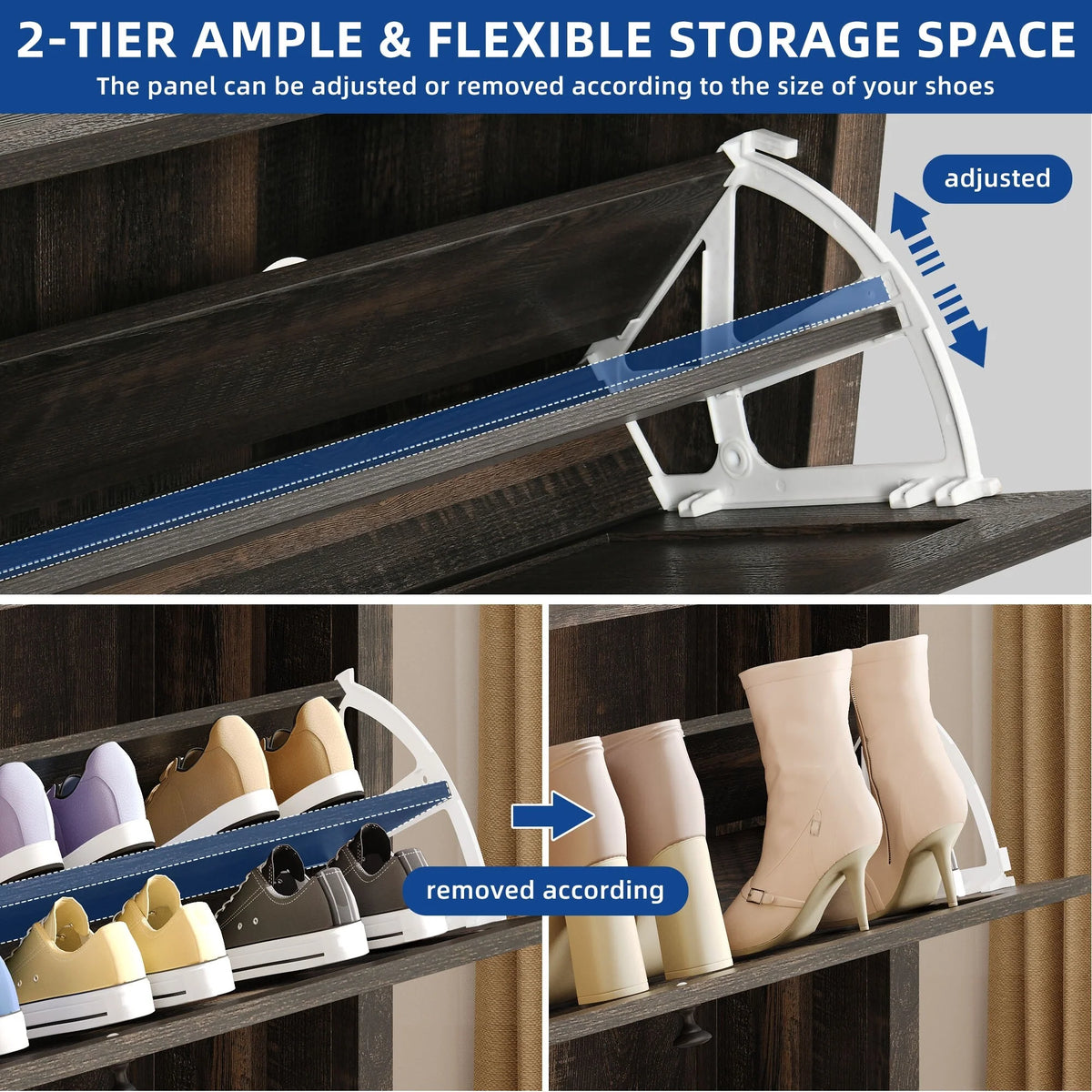 Shoe Storage Cabinet Organizer with 2 Compartments, Entryway and Hallway Shoe Cabinet
