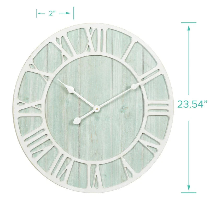 Green Blue Quartz Coastal Wall Clock, Decorative Nautical Wall Clock for Living Room, Bedroom and Home Decor