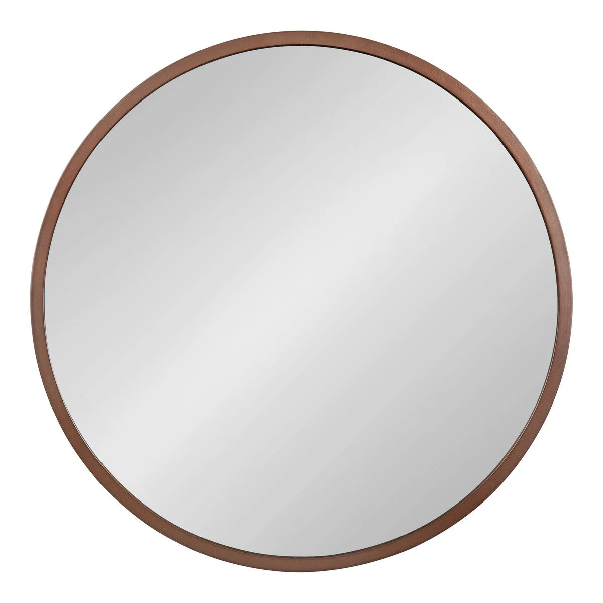 Round Wood Accent Wall Mirror, Modern Decorative Wooden Frame Mirror for Living Room, Bedroom and Entryway
