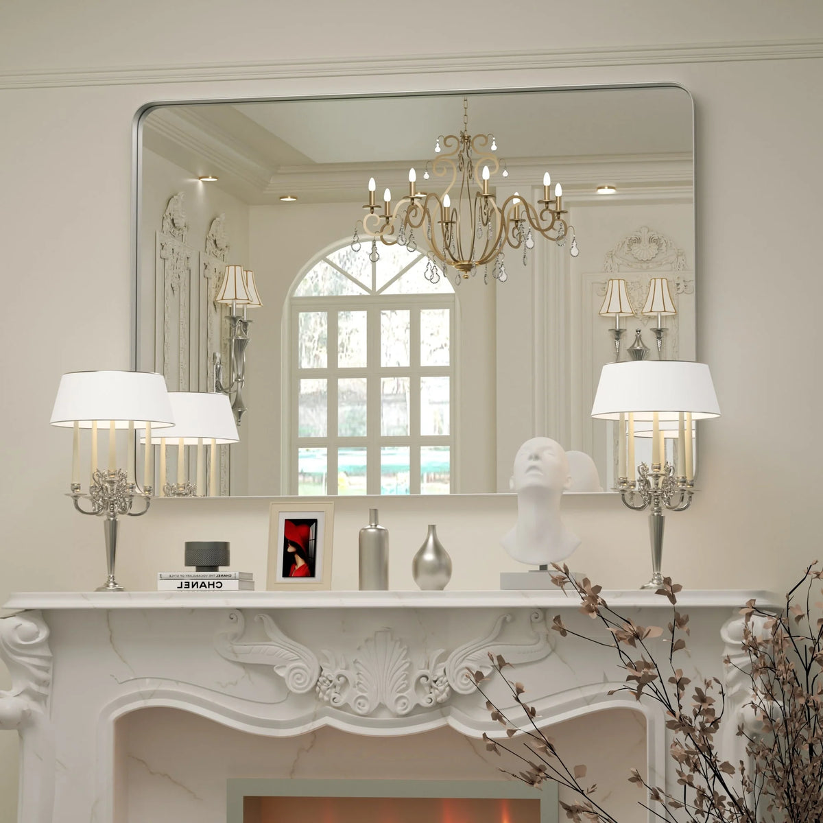 Wall Mirror Vanity Mirror, Bathroom Mirror with Rounded Corners, 1 Piece