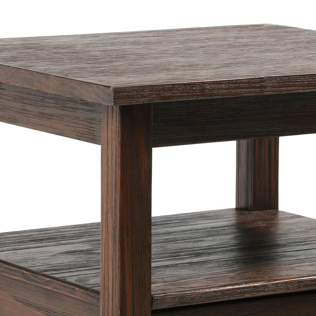 20 Inch Wide Solid Wood Rectangle End Table, Transitional Side Table